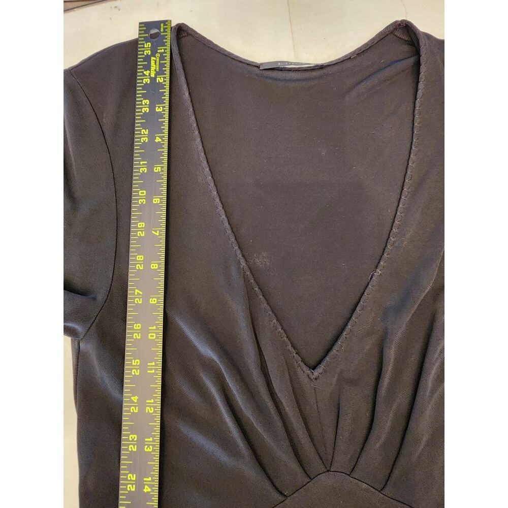 Elie Tahari Black Deep V-Neck Midi Dress Women's Front Tie Sexy - Picture 10 of 12